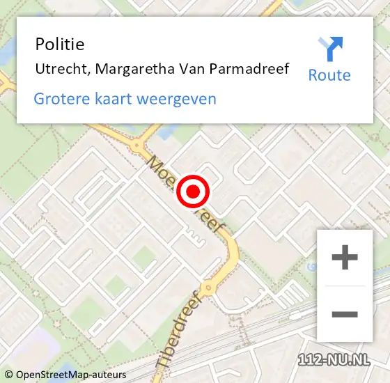 Locatie op kaart van de 112 melding: Politie Utrecht, Margaretha Van Parmadreef op 30 augustus 2020 14:54