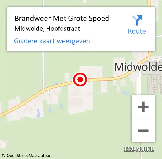 Locatie op kaart van de 112 melding: Brandweer Met Grote Spoed Naar Midwolde, Hoofdstraat op 30 augustus 2020 15:13