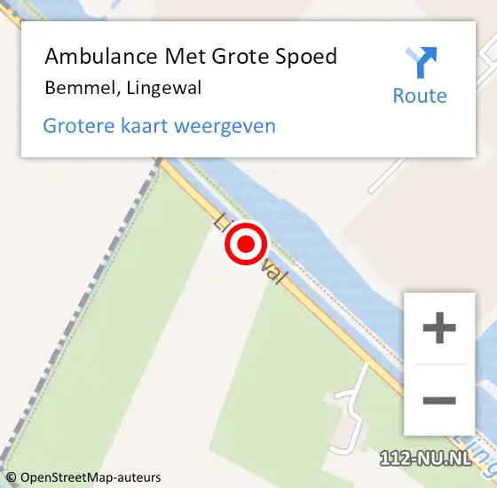 Locatie op kaart van de 112 melding: Ambulance Met Grote Spoed Naar Bemmel, Lingewal op 30 augustus 2020 15:22