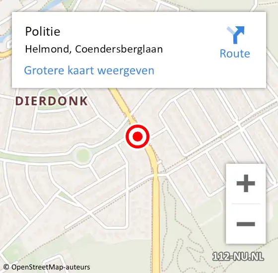 Locatie op kaart van de 112 melding: Politie Helmond, Coendersberglaan op 30 augustus 2020 16:35