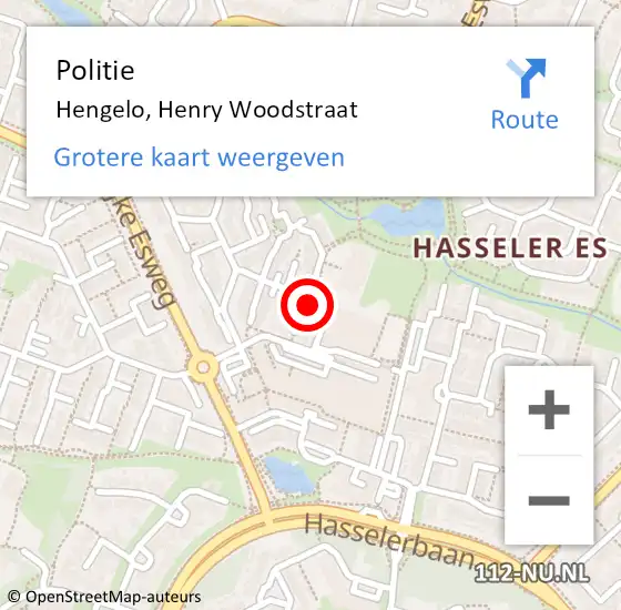 Locatie op kaart van de 112 melding: Politie Hengelo, Henry Woodstraat op 30 augustus 2020 16:37