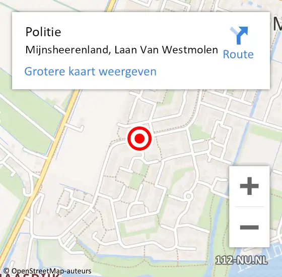 Locatie op kaart van de 112 melding: Politie Mijnsheerenland, Laan Van Westmolen op 30 augustus 2020 17:31