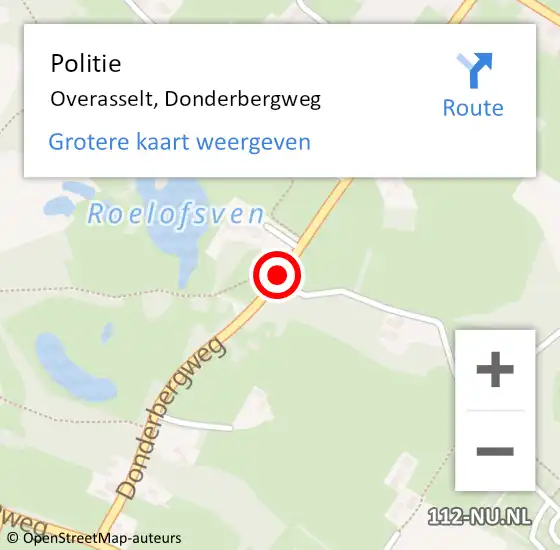 Locatie op kaart van de 112 melding: Politie Overasselt, Donderbergweg op 30 augustus 2020 17:47