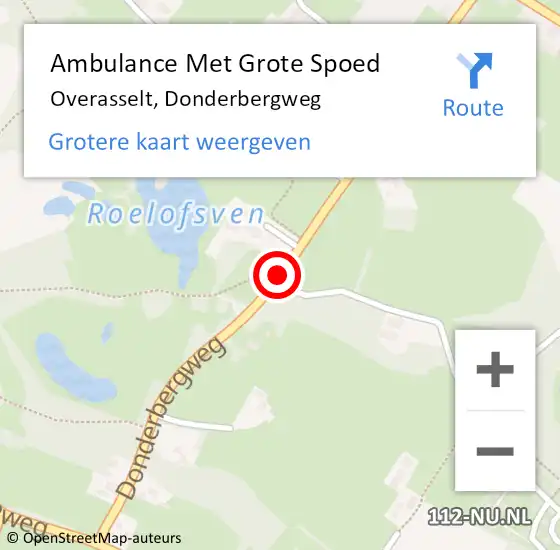 Locatie op kaart van de 112 melding: Ambulance Met Grote Spoed Naar Overasselt, Donderbergweg op 30 augustus 2020 17:50