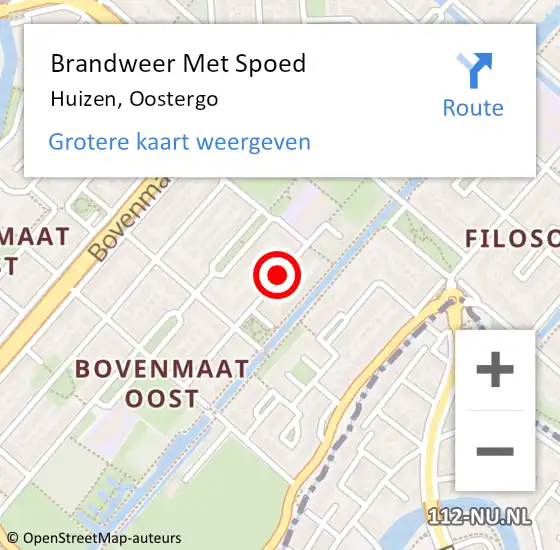 Locatie op kaart van de 112 melding: Brandweer Met Spoed Naar Huizen, Oostergo op 30 augustus 2020 18:36