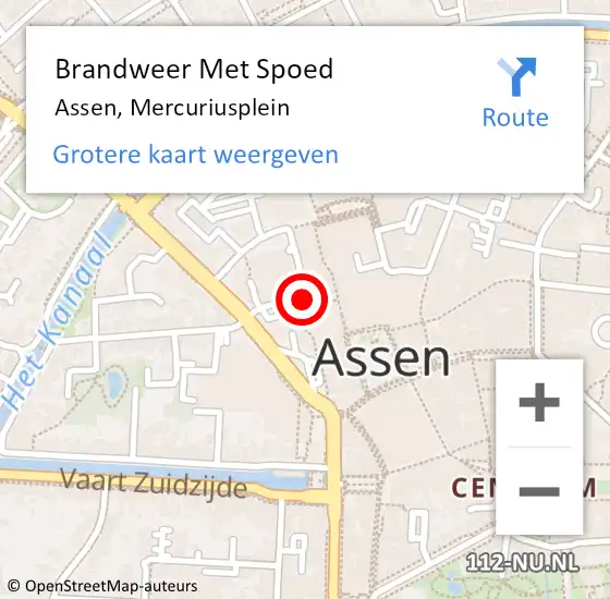 Locatie op kaart van de 112 melding: Brandweer Met Spoed Naar Assen, Mercuriusplein op 30 augustus 2020 19:04