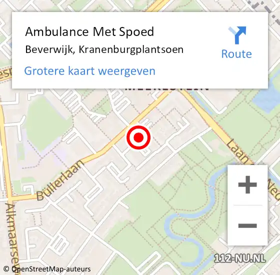 Locatie op kaart van de 112 melding: Ambulance Met Spoed Naar Beverwijk, Kranenburgplantsoen op 30 augustus 2020 19:40