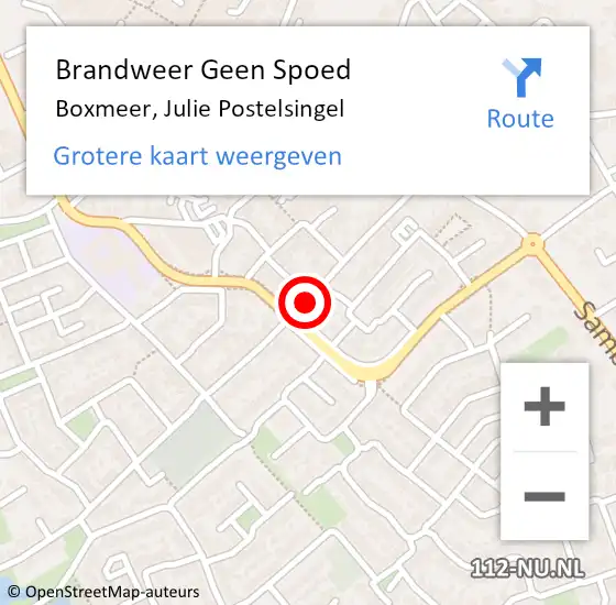Locatie op kaart van de 112 melding: Brandweer Geen Spoed Naar Boxmeer, Julie Postelsingel op 31 augustus 2020 00:01