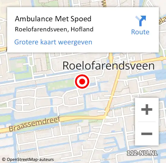 Locatie op kaart van de 112 melding: Ambulance Met Spoed Naar Roelofarendsveen, Hofland op 17 mei 2014 13:45