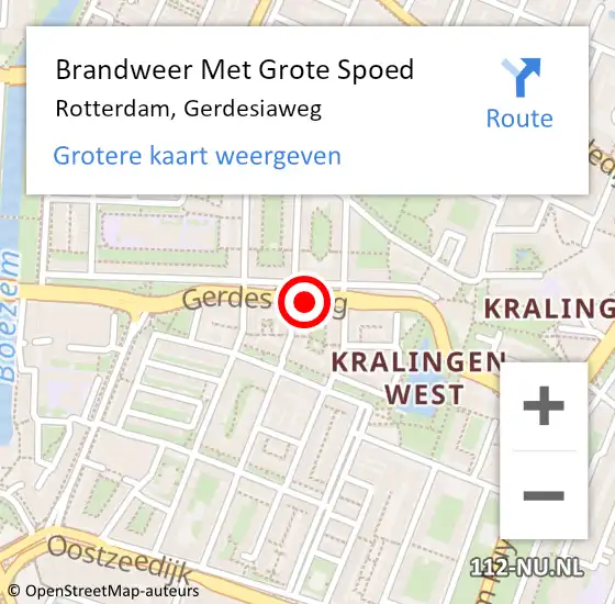 Locatie op kaart van de 112 melding: Brandweer Met Grote Spoed Naar Rotterdam, Gerdesiaweg op 31 augustus 2020 01:01