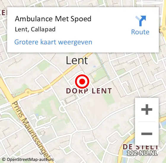 Locatie op kaart van de 112 melding: Ambulance Met Spoed Naar Lent, Callapad op 31 augustus 2020 03:15