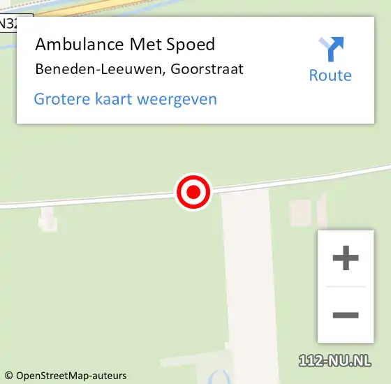 Locatie op kaart van de 112 melding: Ambulance Met Spoed Naar Beneden-Leeuwen, Goorstraat op 31 augustus 2020 04:57