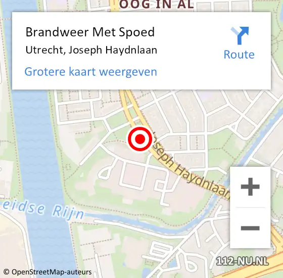 Locatie op kaart van de 112 melding: Brandweer Met Spoed Naar Utrecht, Joseph Haydnlaan op 31 augustus 2020 07:55