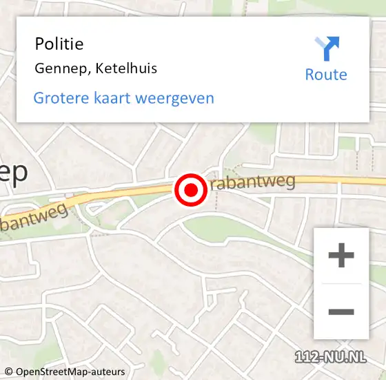 Locatie op kaart van de 112 melding: Politie Gennep, Ketelhuis op 31 augustus 2020 08:30