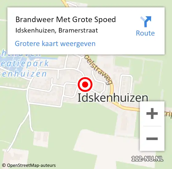 Locatie op kaart van de 112 melding: Brandweer Met Grote Spoed Naar Idskenhuizen, Bramerstraat op 31 augustus 2020 09:08