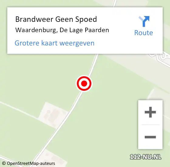 Locatie op kaart van de 112 melding: Brandweer Geen Spoed Naar Waardenburg, De Lage Paarden op 31 augustus 2020 09:11