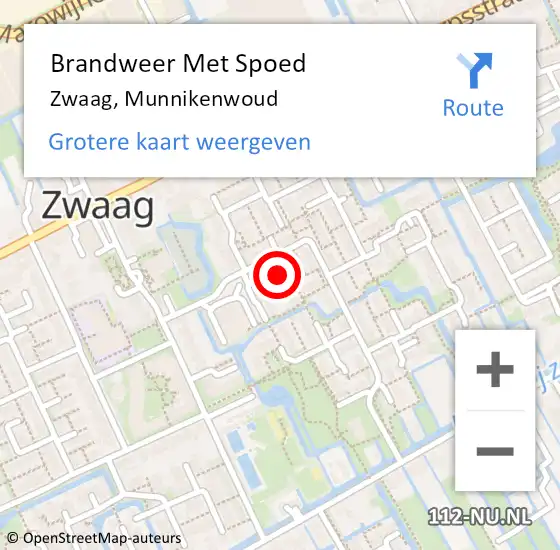 Locatie op kaart van de 112 melding: Brandweer Met Spoed Naar Zwaag, Munnikenwoud op 31 augustus 2020 09:55