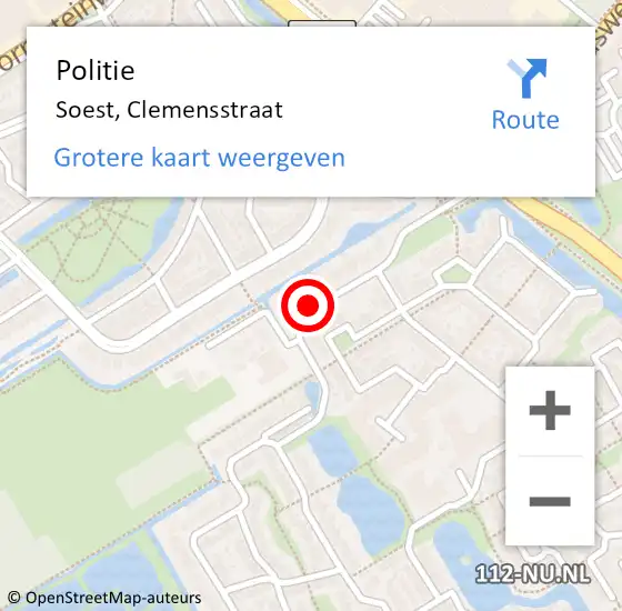 Locatie op kaart van de 112 melding: Politie Soest, Clemensstraat op 31 augustus 2020 10:01