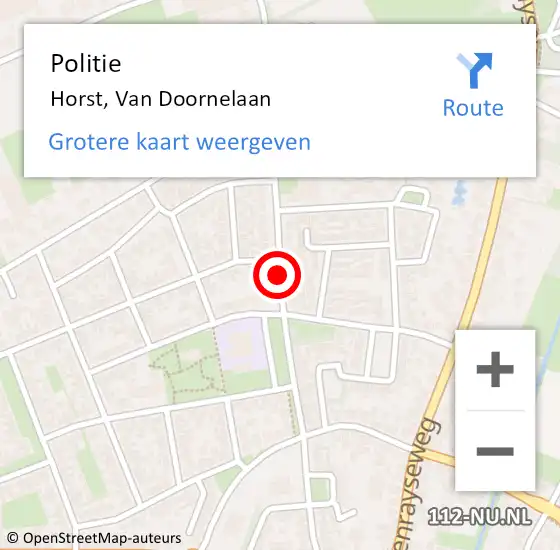 Locatie op kaart van de 112 melding: Politie Horst, Van Doornelaan op 31 augustus 2020 10:14