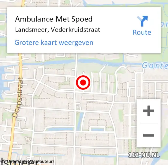 Locatie op kaart van de 112 melding: Ambulance Met Spoed Naar Landsmeer, Vederkruidstraat op 31 augustus 2020 10:58