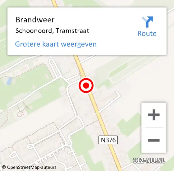 Locatie op kaart van de 112 melding: Brandweer Schoonoord, Tramstraat op 31 augustus 2020 11:04