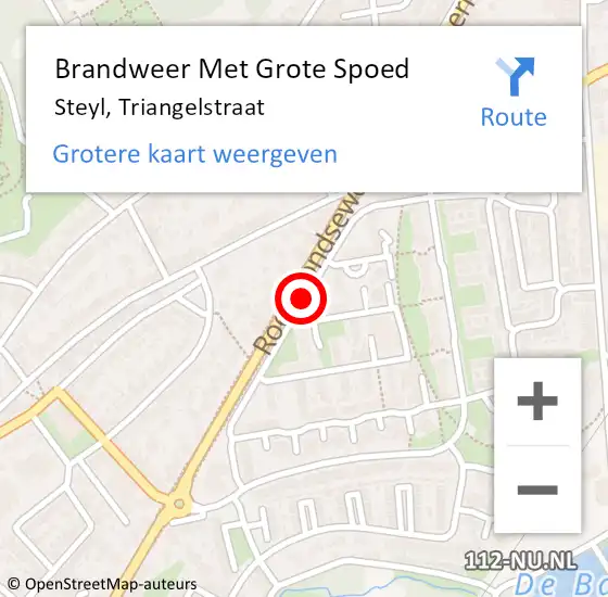 Locatie op kaart van de 112 melding: Brandweer Met Grote Spoed Naar Steyl, Triangelstraat op 31 augustus 2020 11:38