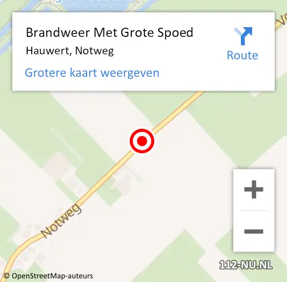 Locatie op kaart van de 112 melding: Brandweer Met Grote Spoed Naar Hauwert, Notweg op 31 augustus 2020 11:41