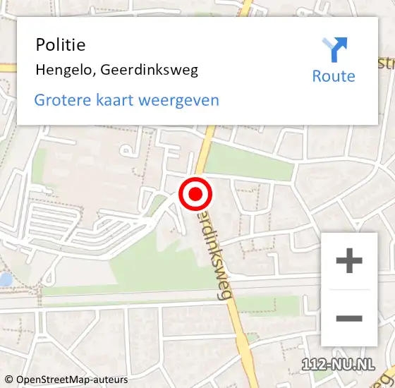 Locatie op kaart van de 112 melding: Politie Hengelo, Geerdinksweg op 31 augustus 2020 11:41