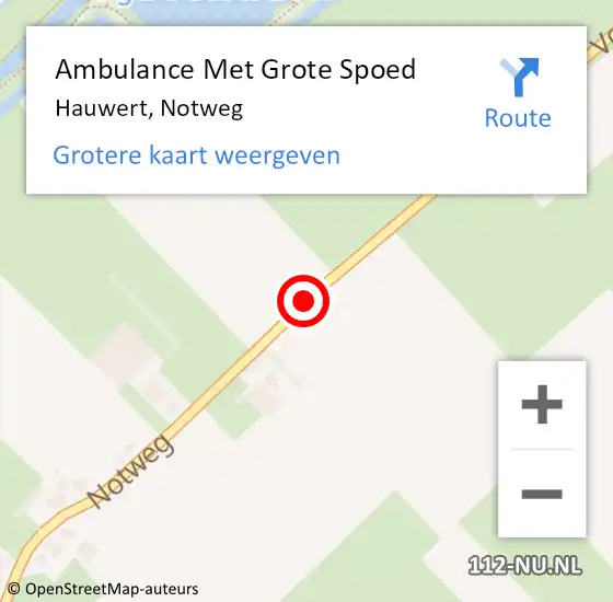 Locatie op kaart van de 112 melding: Ambulance Met Grote Spoed Naar Hauwert, Notweg op 31 augustus 2020 11:42