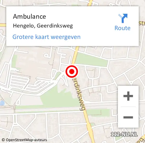 Locatie op kaart van de 112 melding: Ambulance Hengelo, Geerdinksweg op 31 augustus 2020 11:44