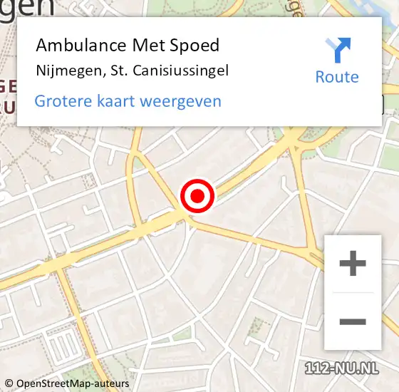 Locatie op kaart van de 112 melding: Ambulance Met Spoed Naar Nijmegen, St. Canisiussingel op 31 augustus 2020 12:04