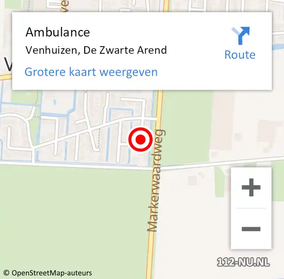 Locatie op kaart van de 112 melding: Ambulance Venhuizen, De Zwarte Arend op 31 augustus 2020 12:15