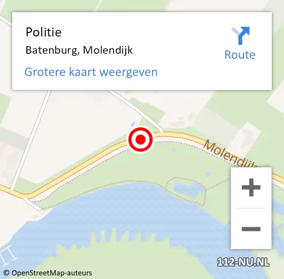 Locatie op kaart van de 112 melding: Politie Batenburg, Molendijk op 17 mei 2014 14:33