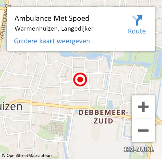 Locatie op kaart van de 112 melding: Ambulance Met Spoed Naar Warmenhuizen, Langedijker op 17 mei 2014 14:34