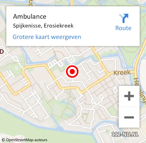 Locatie op kaart van de 112 melding: Ambulance Spijkenisse, Erosiekreek op 31 augustus 2020 13:09
