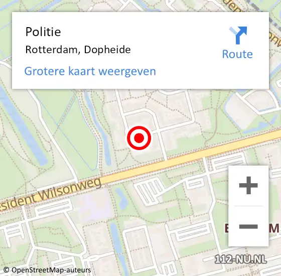 Locatie op kaart van de 112 melding: Politie Rotterdam, Dopheide op 31 augustus 2020 14:00