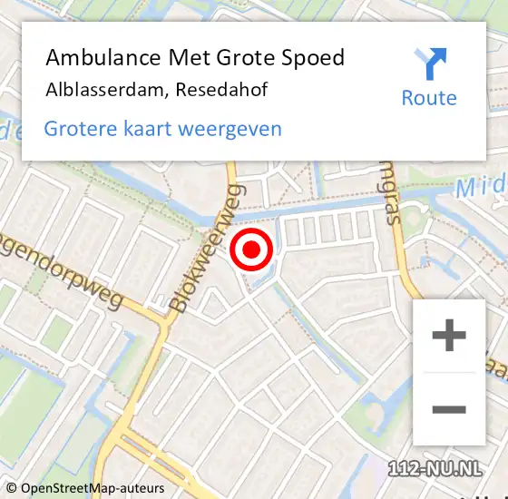 Locatie op kaart van de 112 melding: Ambulance Met Grote Spoed Naar Alblasserdam, Resedahof op 31 augustus 2020 14:26