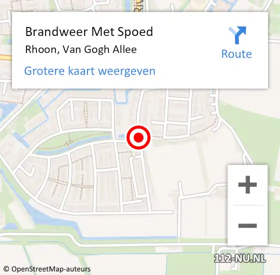 Locatie op kaart van de 112 melding: Brandweer Met Spoed Naar Rhoon, Van Gogh Allee op 31 augustus 2020 15:40