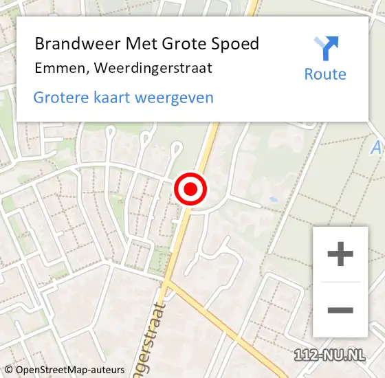 Locatie op kaart van de 112 melding: Brandweer Met Grote Spoed Naar Emmen, Weerdingerstraat op 31 augustus 2020 15:55