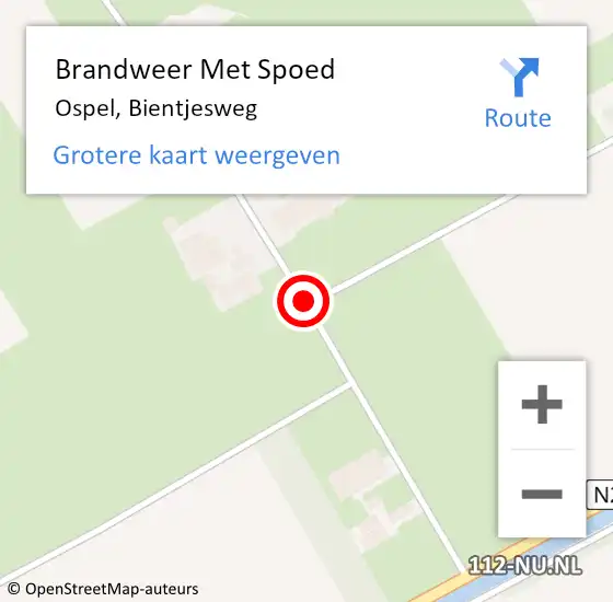 Locatie op kaart van de 112 melding: Brandweer Met Spoed Naar Ospel, Bientjesweg op 31 augustus 2020 15:57