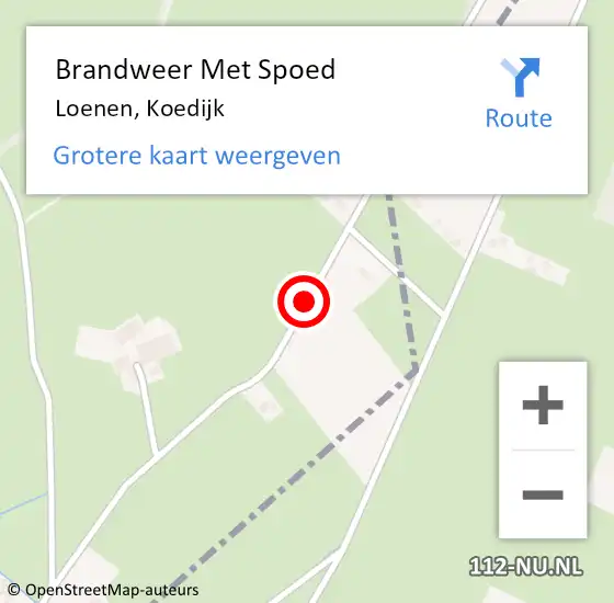 Locatie op kaart van de 112 melding: Brandweer Met Spoed Naar Loenen, Koedijk op 31 augustus 2020 16:08