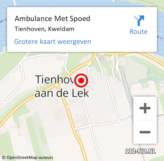 Locatie op kaart van de 112 melding: Ambulance Met Spoed Naar Tienhoven, Kweldam op 17 mei 2014 15:11