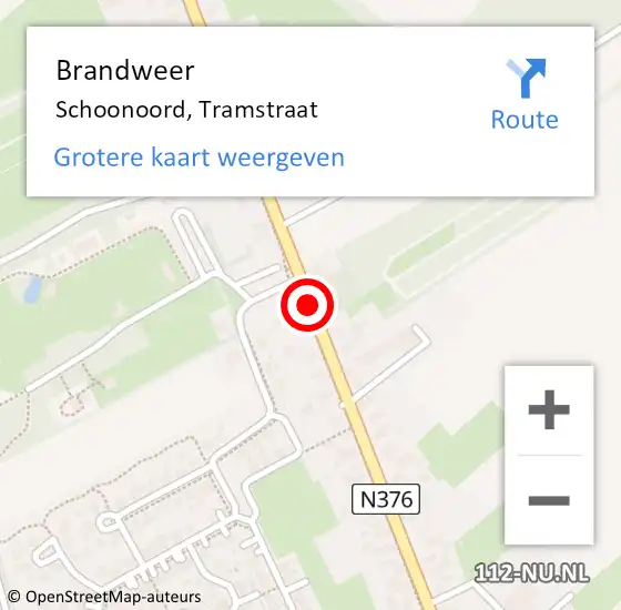 Locatie op kaart van de 112 melding: Brandweer Schoonoord, Tramstraat op 31 augustus 2020 19:46