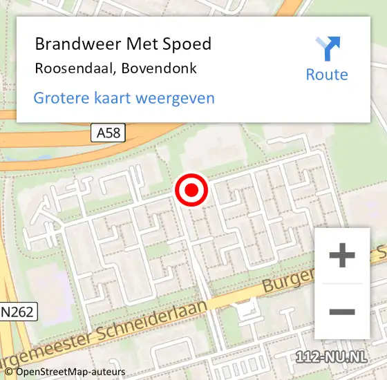 Locatie op kaart van de 112 melding: Brandweer Met Spoed Naar Roosendaal, Bovendonk op 1 september 2020 04:49