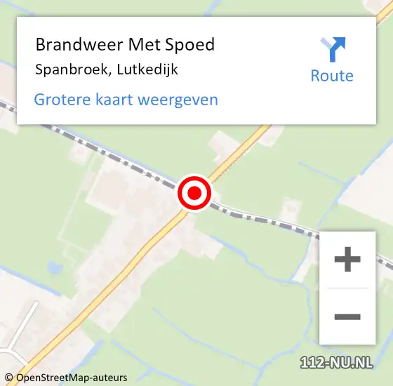 Locatie op kaart van de 112 melding: Brandweer Met Spoed Naar Spanbroek, Lutkedijk op 1 september 2020 09:06