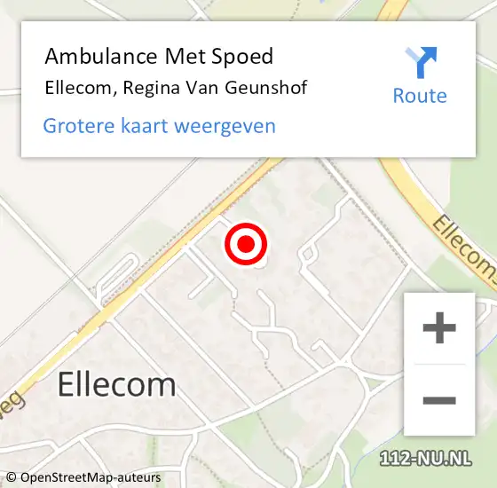 Locatie op kaart van de 112 melding: Ambulance Met Spoed Naar Ellecom, Regina Van Geunshof op 1 september 2020 09:52