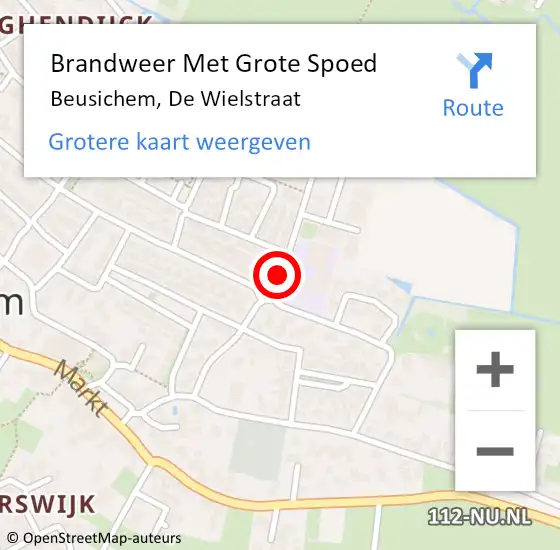 Locatie op kaart van de 112 melding: Brandweer Met Grote Spoed Naar Beusichem, De Wielstraat op 1 september 2020 10:01