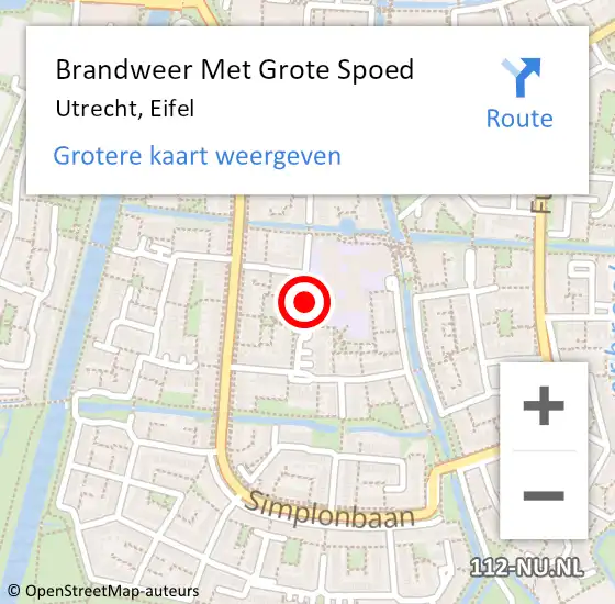 Locatie op kaart van de 112 melding: Brandweer Met Grote Spoed Naar Utrecht, Eifel op 1 september 2020 10:50