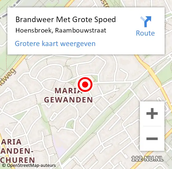 Locatie op kaart van de 112 melding: Brandweer Met Grote Spoed Naar Hoensbroek, Raambouwstraat op 1 september 2020 11:07