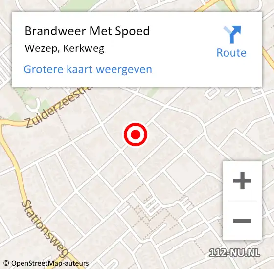 Locatie op kaart van de 112 melding: Brandweer Met Spoed Naar Wezep, Kerkweg op 1 september 2020 11:14